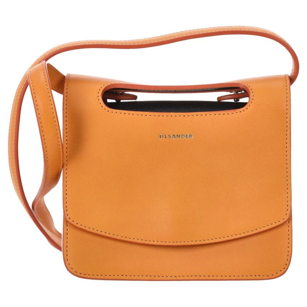 Jil Sander Flap Crossbody Bag in Orange Leather